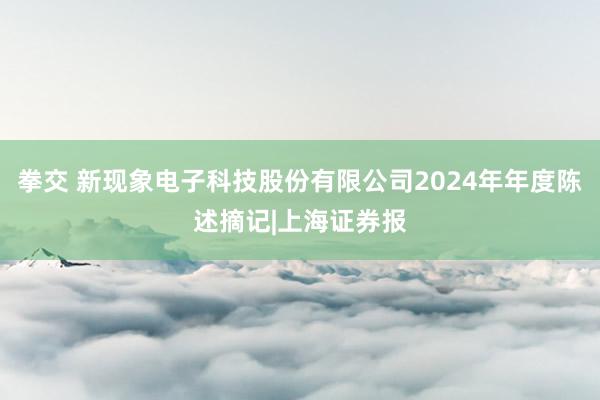 拳交 新现象电子科技股份有限公司2024年年度陈述摘记|上海证券报