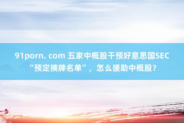 91porn. com 五家中概股干预好意思国SEC“预定摘牌名单”，怎么援助中概股？