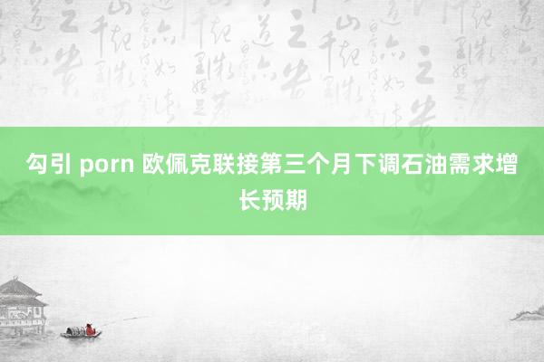 勾引 porn 欧佩克联接第三个月下调石油需求增长预期